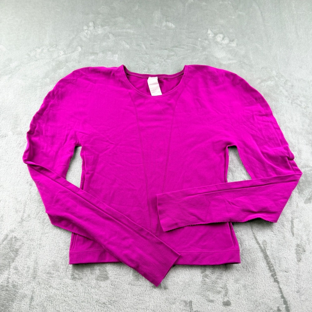 Fabletics Women's Large Long Sleeve Seamless Top Magenta Pink
